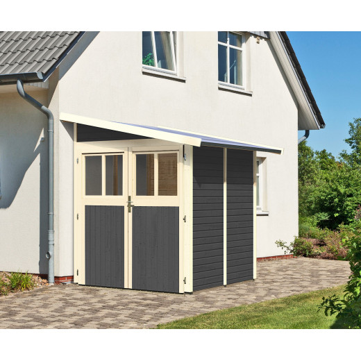 Abri adossé en bois vitrifié gris 3,17m² Wandlitz 2 - Karibu