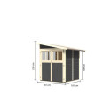 Abri adossé en bois vitrifié gris 3,17m² Wandlitz 2 - Karibu