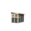 Abri adossé en bois vitrifié gris 4,85m² Wandlitz 3 - Karibu