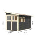 Abri adossé en bois vitrifié gris 6,26m² Wandlitz 4 - Karibu