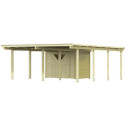 Carport en bois autoclave 30,35m² avec petit débarras - Karibu