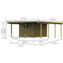 Carport en bois autoclave 30,35m² avec débarras 9m² - Karibu