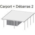 Carport en bois autoclave 30,35m² avec débarras 9m² - Karibu