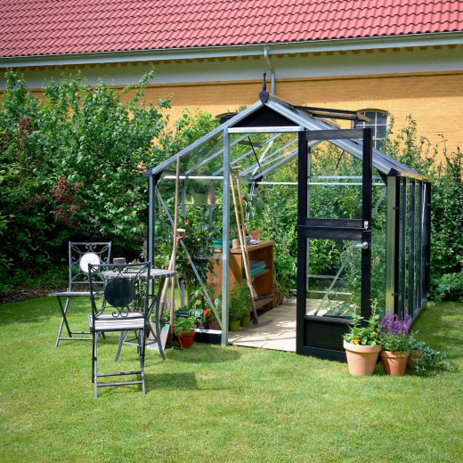 Serre de jardin 6,6m² en verre trempé Compact Nye - Juliana