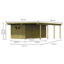 Carport en bois autoclave 30,35m² avec débarras 14,4m² - Karibu
