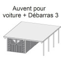 Carport en bois autoclave 30,35m² avec débarras 14,4m² - Karibu