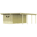 Carport en bois autoclave 30,35m² avec débarras 14,4m² - Karibu