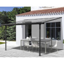 Toit de terrasse 3x3m aluminium anthracite et polycarbonate Habrita