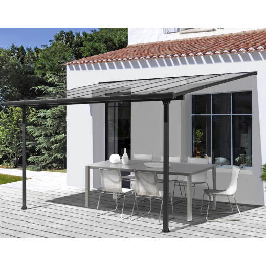 Toit de terrasse 3x3m aluminium anthracite et polycarbonate Habrita