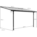 Toit de terrasse 3x3m aluminium anthracite et polycarbonate Habrita