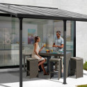 Toit de terrasse 3x5m aluminium anthracite et polycarbonate Habrita