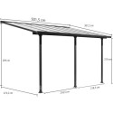 Toit de terrasse 3x5m aluminium anthracite et polycarbonate Habrita