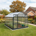Serre de jardin 9,13m² anthracite en polycarbonate + embase Green Protect