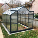 Serre de jardin 9,13m² anthracite en polycarbonate + embase Green Protect