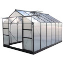 Serre de jardin 9,13m² anthracite en polycarbonate + embase Green Protect