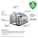 Serre de jardin 9,13m² anthracite en polycarbonate + embase Green Protect