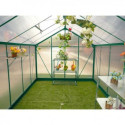 Serre de jardin 9,13m² anthracite en polycarbonate + embase Green Protect