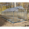 Serre de jardin 16,9m² anthracite en polycarbonate 4mm + embase Green Protect