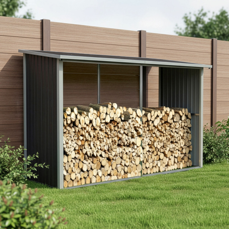 Abri bûches en métal anthracite 6 stères X-metal