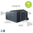 Abri de jardin métal 15,6m² PLUS anthracite X-METAL
