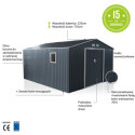 Abri de jardin métal 15,6m² PLUS anthracite X-METAL