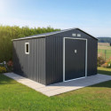 Abri de jardin 10,85m² métal PLUS anthracite + Kit d'ancrage X-METAL	