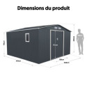 Abri de jardin 10,85m² métal PLUS anthracite + Kit d'ancrage X-METAL	