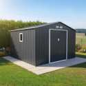 Abri de jardin 10,85m² métal PLUS anthracite + Kit d'ancrage X-METAL	