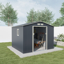 Abri de jardin métal 7,06m² PLUS anthracite + kit d'ancrage X-METAL