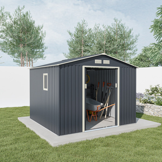 Abri de jardin métal 7,06m² PLUS anthracite + kit d'ancrage X-METAL