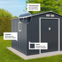 Abri de jardin métal 7,06m² PLUS anthracite + kit d'ancrage X-METAL