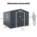 Abri de jardin métal 7,06m² PLUS anthracite + kit d'ancrage X-METAL