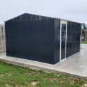 Garage métal anthracite 19,52m² porte enroulable + kit d'ancrage X-METAL