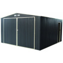 Garage métal anthracite double portes 19,61m² + kit d'ancrage X-METAL