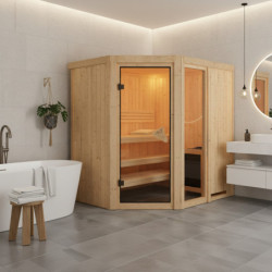 Sauna traditionnel d'angle FIONA 1 - 68mm - 3 à 4 places - KARIBU