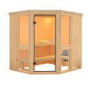 Sauna traditionnel d'angle 3 à 4 places - parois 68mm - sans couronne - porte classique - Amelia 1 - KARIBU