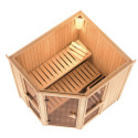 Sauna traditionnel d'angle 3 à 4 places - parois 68mm - sans couronne - porte classique - Amelia 1 - KARIBU