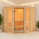 Sauna traditionnel d'angle 3 à 4 places - parois 68mm - sans couronne - porte classique - Amelia 1 - KARIBU