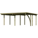 Carport double en pin autoclave avec toit PVC 27,58m² + 1 arc d'entrée - Karibu