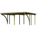 Carport en pin autoclave avec toit PVC 27,58m² + 2 arcs d'entrée Karibu