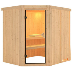 Sauna traditionnel d’angle Lilja Plug &Play - 4 à 6 places 68mm KARIBU
