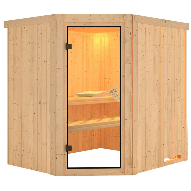 Sauna traditionnel d’angle Lilja Plug &Play - 4 à 6 places 68mm KARIBU