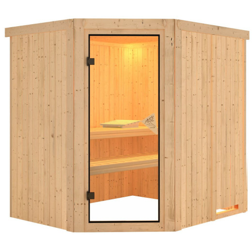 Sauna traditionnel d’angle Lilja Plug &Play - 4 à 6 places 68mm KARIBU