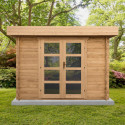 Abri en bois massif 9m² MODERNE traité marron 28mm Gardy Shelter