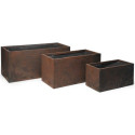 Jardinière en fibre de terre 60x30xH.30cm effet rouille - MegaCollections