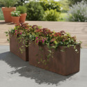 Jardinière en fibre de terre 80x40xH.40cm effet rouille