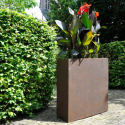 Bac à plantes en fibre de terre 60x25xH.72cm rouille - MegaCollections