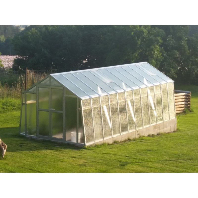 Serre de jardin 276x606cm 16,73m² en verre cathédrale 4mm VARIANT - Limes