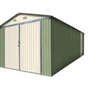 Garage double portes vert pâle et crème 17m² + kit d'ancrage X-METAL