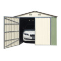Garage double portes vert pâle et crème 17m² + kit d'ancrage X-METAL